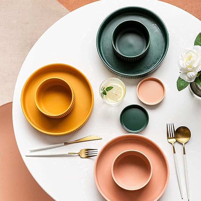 Dinnerware Sets Dish SetCreative Porcelain Tableware Set with Plates Bowls and DishCeramic Dinner Set for Home Kitchen and DinningMicrowave Dishwasher Safe (A 17pcs)