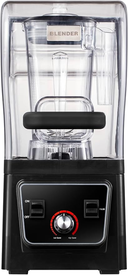 Commercial Blender with Soundproof Shield 2200W Quiet Professional Smoothie Blenders Heavy Duty Blender with Strong and Professional-Grade Power Self-Cleaning Quiet Sound Enclosure High-Speed