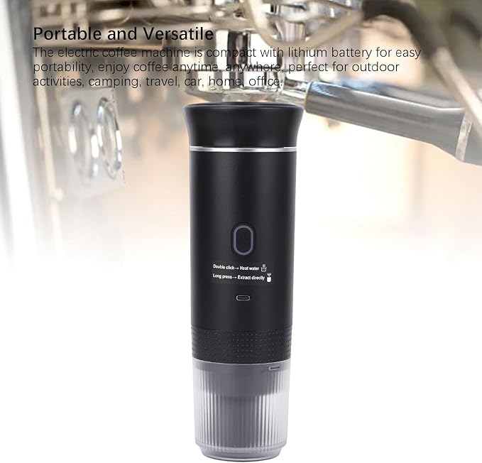 Yunir Portable Electric Espresso Machine 15Bar Rechargeable 2 in 1 Multi Function Electric Coffee Machine One Key Extraction Compatible with NS Capsules for Camping Travel Home