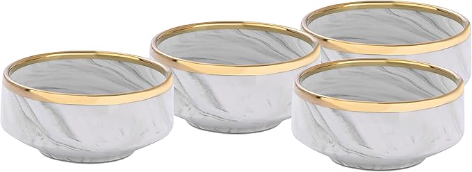 Fine China Artisan Marbled 16pc Dinner Set Grey with Gold Line