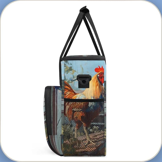 Coffee Maker Carrying Bag Oil Painting Rooster Single Cup Coffee Maker Travel Bag Compatible with Keurig K-Mini or K-Mini Plus Portable Storage Bag with Shoulder StrapAZ-205
