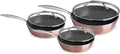 Luxurious Non-Stick Ceramic 3 Piece Rose Gold Cookware Set with Lid Lightweight Scratch-Resistant Dishwasher Safe Oven Safe up to 500°F Suitable for All Stove Types