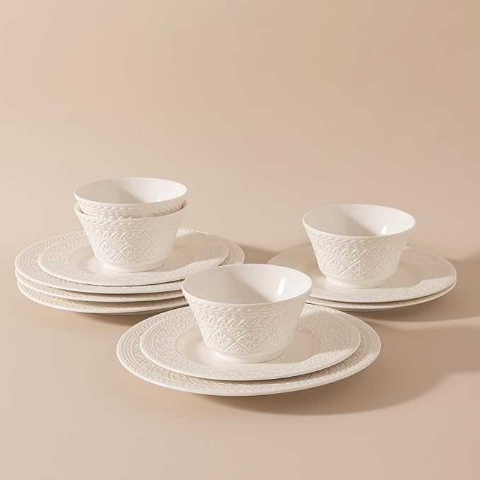 Dinnerware sets plates and bowls sets modern platesCeramic Dinnerware Sets12 Pieces Porcelain Lightweight PlatesScratch Resistant Dish Set (style - 13 4 - Set (12pcs))
