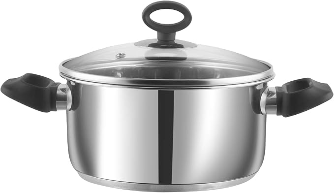 Vinod Stainless Steel Induction Friendly Trento Cookware set-3-Pieces Saucepan (16cm/1.5 Litre) 1- Piece Saucepot (20 cm/ 3 Litre) 1- Piece Deluxe kadai(20 cm/ 1.5 Litre)