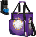 Halloween White Ghost Flower Coffee Maker Carring Bag Travel Carrying Storage Tote Bag Compatible with Keurig K-Mini or K-Mini Plus Portable Single Serve Coffee Brewer Case with Pockets