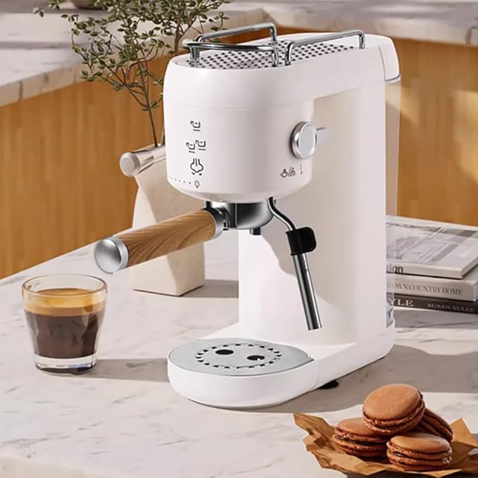 Espresso Coffee Machine 1L Boiler 20 Bar Pressure Compact Size 3 Functions (White)