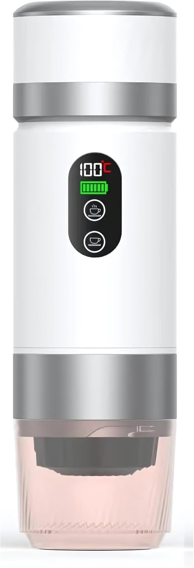 Portable Coffee Maker KF-JN-03 with Digital Display &amp 20 BAR Pressure – Hot &amp Cold Brew Compatible with Coffee Grounds and Capsules Compact Single-Serve Design with Transparent Cup &amp 60m