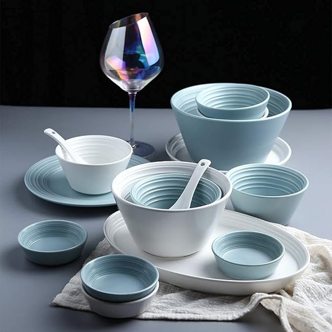 Stylish Dinner PlatesCeramics Dinner Sets 56 Pieces Nordic Style Series Porcelain Dinnerware Combination Set | Plates and Cereals Bowls Sets for Wedding Gifts and Famil