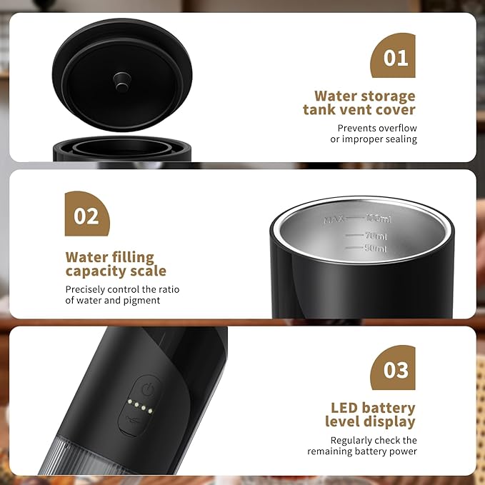 Portable Coffee MachineRechargeable Cafetière Portable de Voyage with USB-C 20bar Electric Coffee Maker for Camping &amp Travel 3-in-1 Car Coffee Maker Compatible with Coffee Grounds&ampCapsule