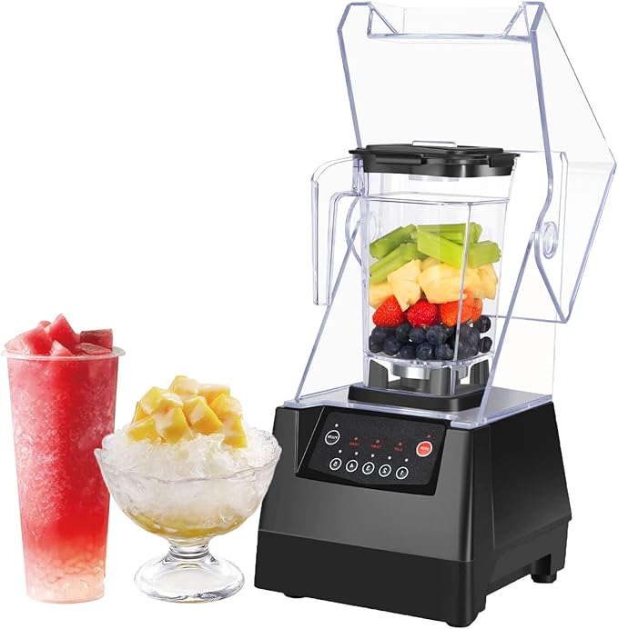 2000ML Commercial Electric Blender 2200W Professional Smoothie Blender with Soundproof Shield Crushing Ice Milkshakes Puree Smoothies