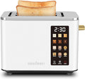 2-Slice Toaster with Touch Control 6 Shade Settings &amp 6 Bread Type 900W Removable Crumb Tray Countdown Display Smart Stainless Steel Design White