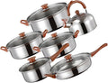 Cookware Set Stainless Steel Pots and Pans Set Frying Pan Soup Pot Milk Noodles Soup Heat Conductive Portable Non-slip Handles Family
