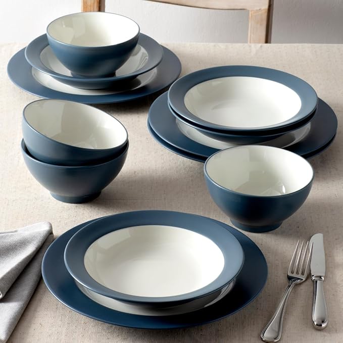 Noritake Colorwave Blue 12-Piece Rim Dinnerware Set Service for 4