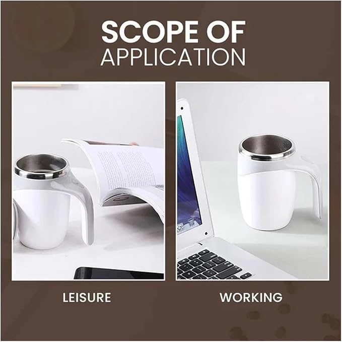 Rechargeable Automatic Stirring Cup - Portable Electric Coffee Mug With Stainless Steel Magnetic Rotation For Effortless Mixing(White)