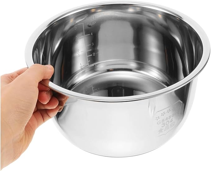 3L Inner Cooking Pot Metal Rice Cooker Pot Inner Stainless Steel Non Stick Tank Liner Container Compatible with Rice Cooker Accessories