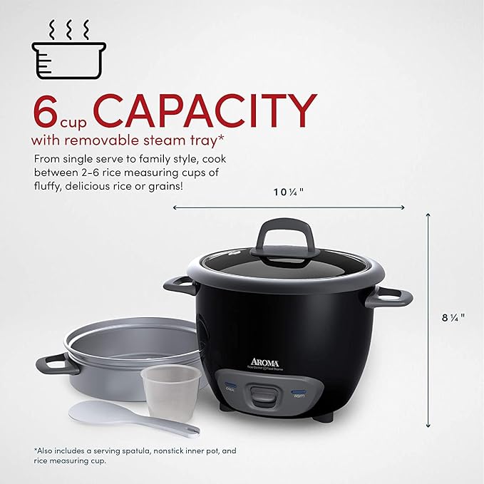 6-Cup Pot Style Rice Cooker and Food Steamer (Renewed)