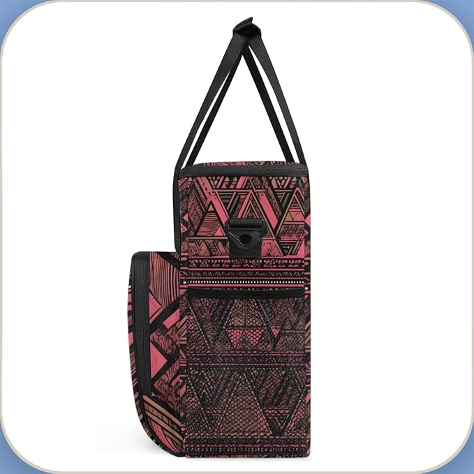 Retro Red Aztec Coffee Maker Carrying Bag Geometry Travel Storage Bag Compatible with K-Mini or K-Mini Plus Single Serve Coffee Brewer Carrying Case with Multiple Pockets &amp Shoulder Strap