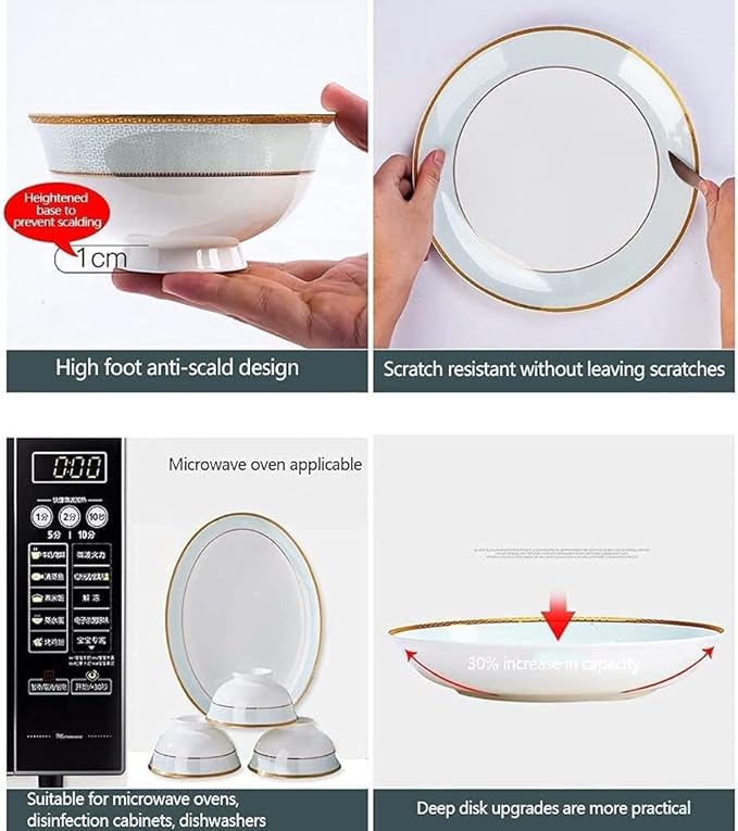 Dinnerware Set Dinner Party Tableware Service Set 305660Pcs Ceramic Dinnerware Set Bone China Tableware Dishes Plates Ceramic Combination Dinner Service Set Porcelaine Servi56 Pieces