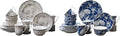 222 Fifth Adelaide 32-Piece Porcelain Dinnerware Set – Service for 4 Romantic Bird &amp Floral Design Everyday Big Dinner Plates and Bowls Sets Microwave &amp Dishwasher Safe