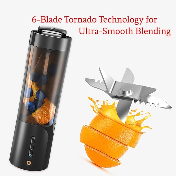 PowerJuice Pro Portable Blender - 6-Blade Turbo Juicer with IPX8 Waterproof Design Compact Travel-Ready Smoothie Maker for Home Gym &amp On-the-Go