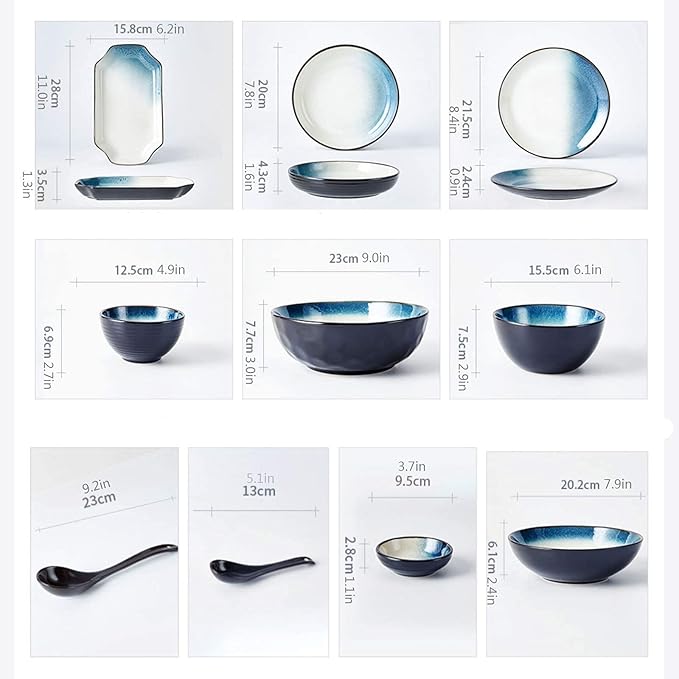 Dishes Dessert Plates 18-Piece Ceramic Dinnerware Set Elegant Dinner Plates SetService for 4Round Dinner Plate SetsMicrowave Oven and Dishwasher