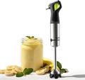 Syvio 500W Immersion Hand Blender Dual-tone rubberized body One-touch variable speed with digital display and smart indicator light Scratch-resistant aerodynamic tail shaft with 6-blade cutter head