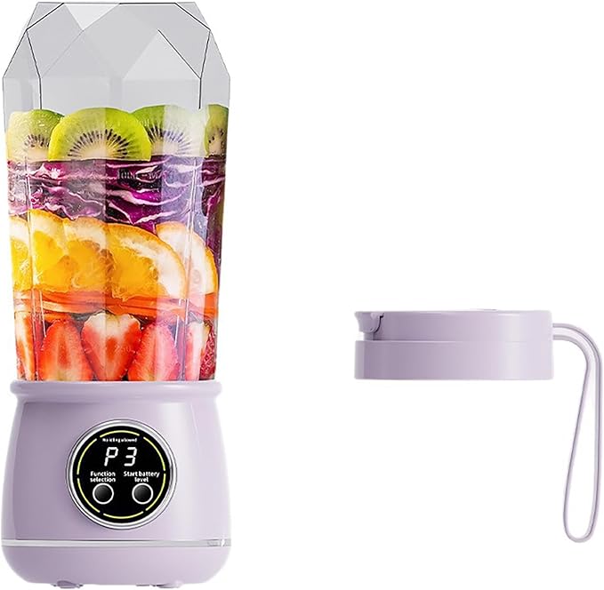 Portable Juicer Cup 550ML – Mini Smoothie Blender with Drinking Lid for Direct Drinking Ice Crushing Fruits small portable blender(Purple)