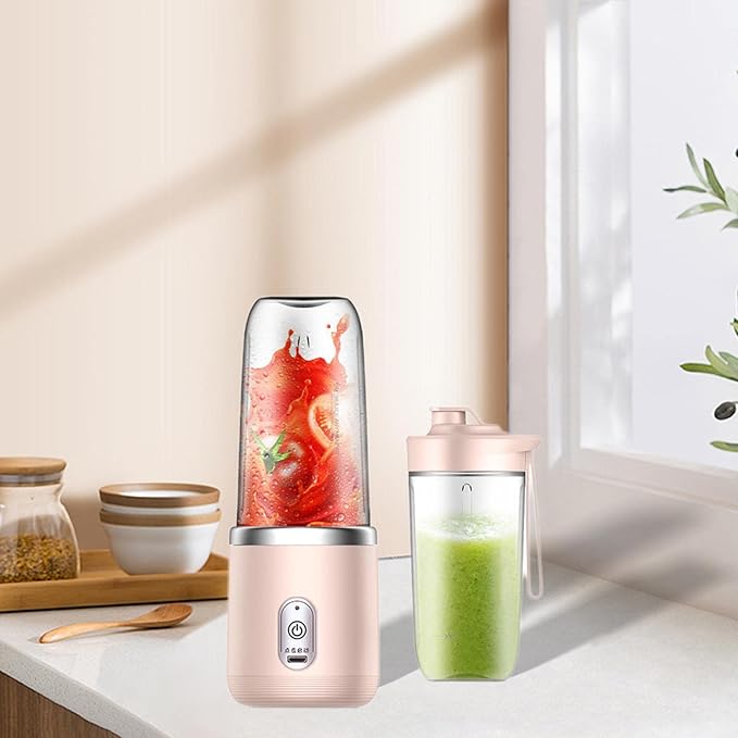 Compact Fruit Blender with Portable Water Bottle for Drinks Pink