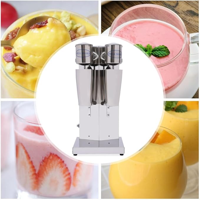 Milkshake machine commercial stainless steel milk shaker with double head beverage blender electric milkshake machine stainless steel drink and juice blender with 2 x 800 ml cups 110V 180W.
