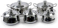Stainless Steel Cook and Serve Handi Set with Lid Set of 5 (750 ml 1000 ml 1500 ml 2000ml 2700 ml)