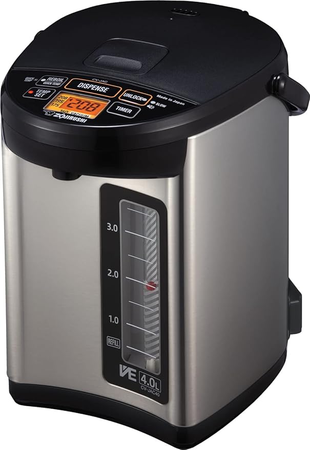 Zojirushi CV-JAC40XB Water Boiler &amp Warmer 4.0-Liter Stainless Black &amp NS-LGC05XB Micom Rice Cooker &amp Warmer 3-Cups (uncooked) Stainless Black