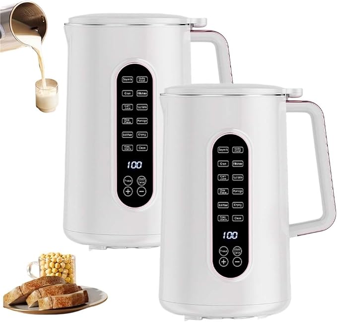 8 in 1 Nut Milk Maker Machine Multifunctional Machine for Making Nut Milk Automatic Nut Milk Blender with Easy Clean Stainless Steel Design for Homemade Almond Milk Soy Milk Oatmeal(2pcs)