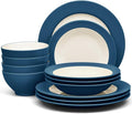 Noritake Colorwave Blue 12-Piece Rim Dinnerware Set Service for 4