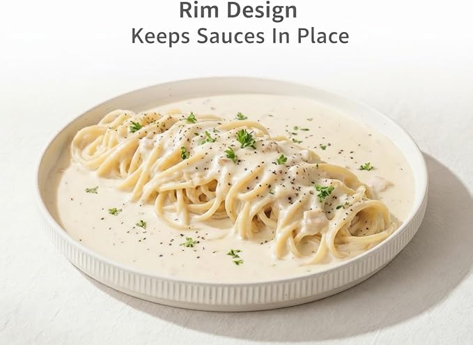 Ceramic Dinnerware Sets for 4-12 Piese Plates and Bowls Set Microwave and Dishwasher Safe Stoneware Ribbed Dishes and 22oz bowls Speckled White