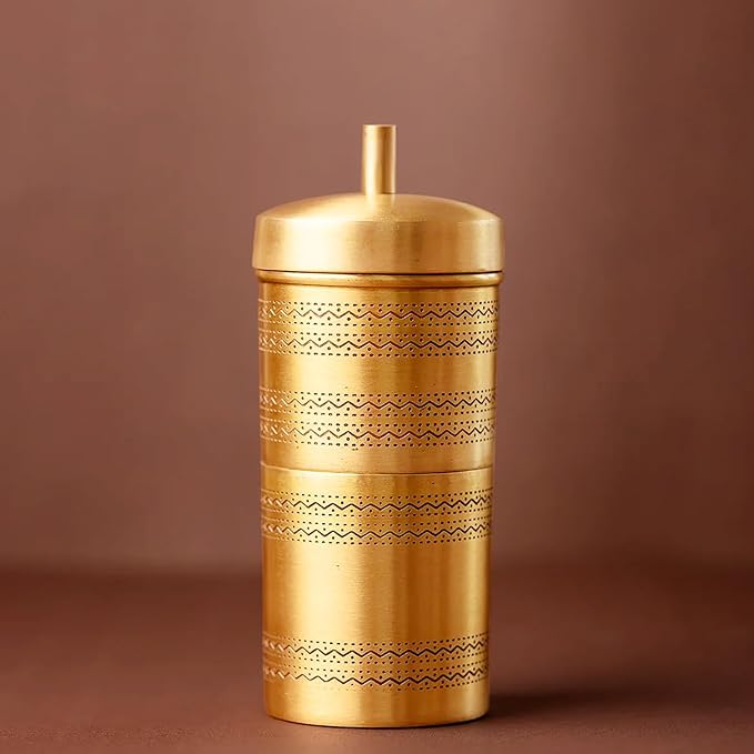 100% Pure Brass Filter Coffee Maker for Home &amp Office South Indian Drip Coffee Decoction Maker Filter Coffee Brewer Ideal for 2-3 people 200 ml