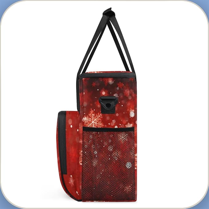 Bright Snowflakes Christmas Coffee Maker Carrying Bag Travel Storage Bag Compatible with K-Mini or K-Mini Plus Single Serve Coffee Brewer Carrying Case with Multiple Pockets &amp Shoulder Strap