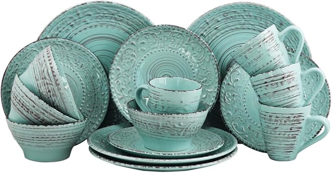 16-Piece Household Dish Set Dinnerware Set Salad Plates Bowls and Mugs Beautiful Tableware