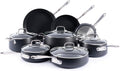 All-Clad HA1 Expert Hard Anodized Nonstick Cookware Set (13 Piece) Pots Frying Pans Dishwasher-Safe Oven-Safe Up to 500°F Compatible with All Stovetops (Gas Electric &amp Induction) - Black