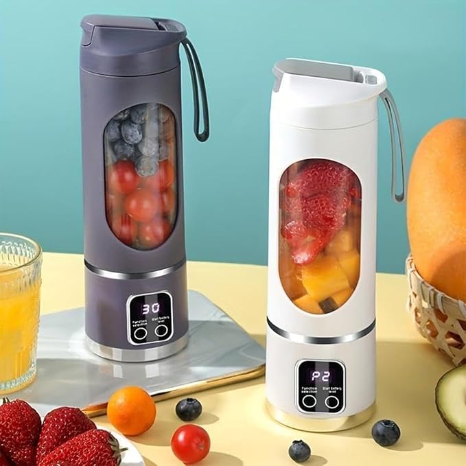 Digital Display Juicer Multimode Personal Portable Juicer Leakproof Lid Mini Electric Juice Cup with 12 Stainless Steel Blades Shakes Compact Blender for Home &amp Travel (Green)