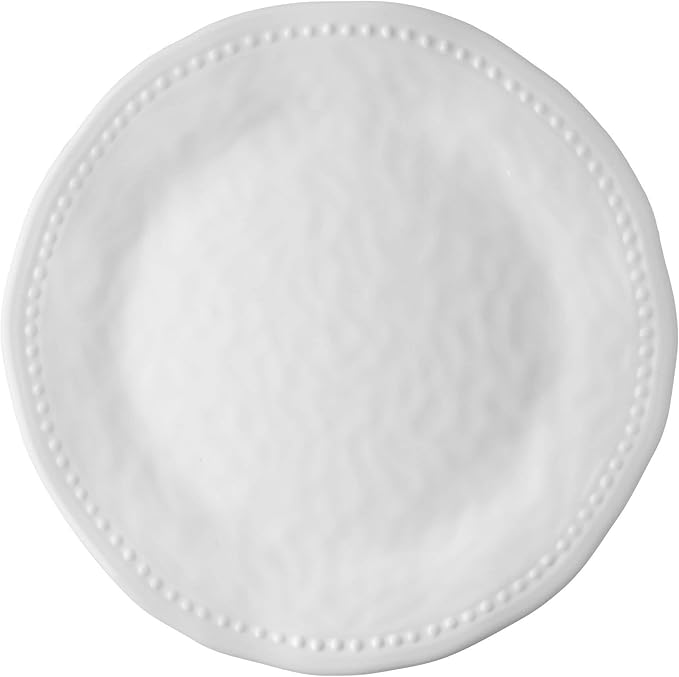 Supreme Housewares 12-Piece Melamine Dinnerware Set Includes Dinner Plates Salad Plates Bowls Service for 4. (Beaded)