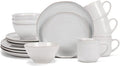 Elanze Designs Reactive Glaze Farmhouse Rustic Boho Ceramic Stoneware Dinnerware 16 Piece Plate Bowl Mug Dish Set - Service for 4 Classic White