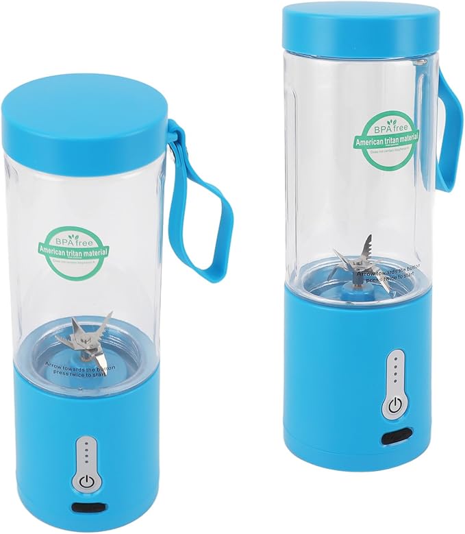 GLOGLOW High Speed Blending 20000RPM 6 Stainless Steel Blades USB Rechargeable Battery 530ml Electric Juicer Cup for Home Office Travel Camping with Portable Handle Design