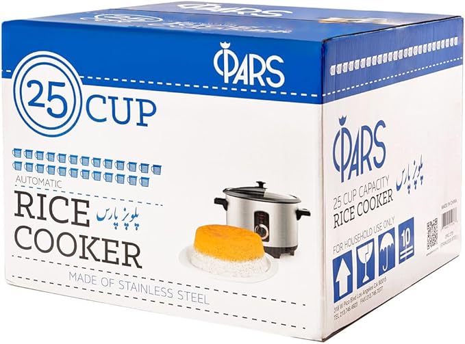 Pars Automatic Persian Rice Cooker - Tahdig Rice Maker Perfect Rice Crust 25 Cup