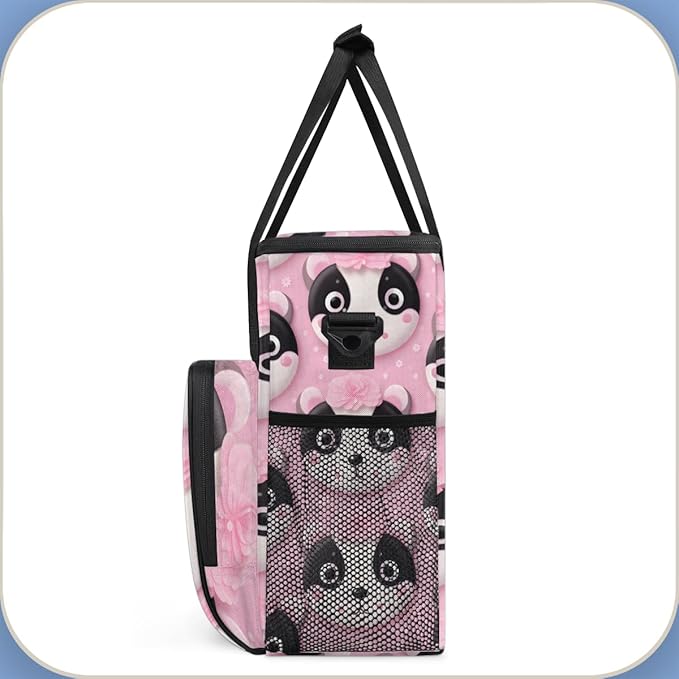 Pink Flower Panda Coffee Maker Carrying Bag Portable Travel Storage Tote Bag Compatible with K-Mini or K-Mini Plus Single Serve Coffee Brewer Carrying Case with Multiple Pockets &amp Shoulder Strap