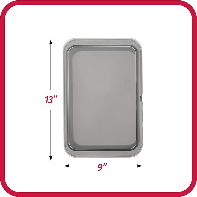 GoodCook Set of 2 Nonstick Steel 13 x 9 Cake Baking Pans with Covers Gray