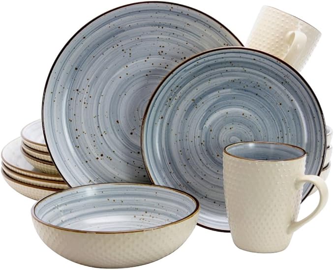 Mellow 16 Piece Dinnerware Set Plate Bowl Water Cup Embossed Tableware Combination