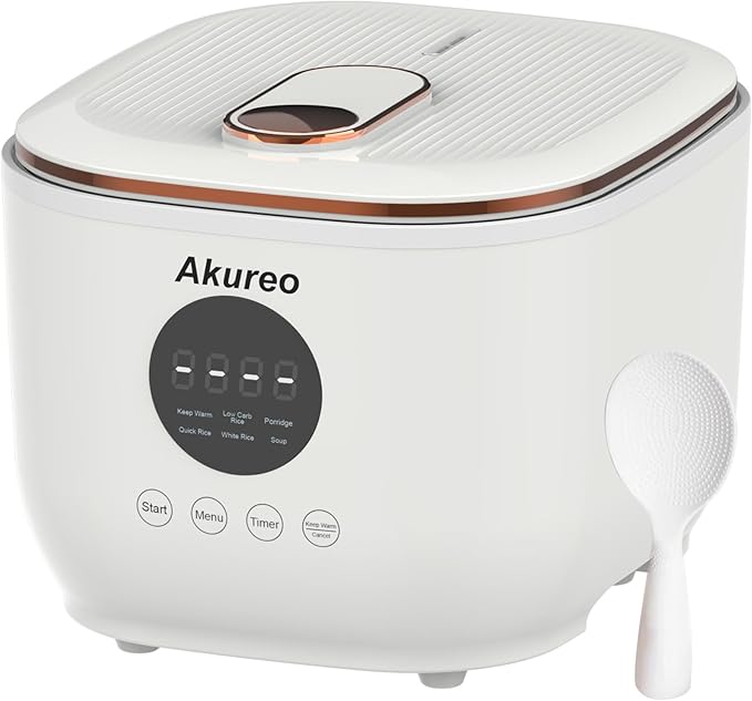 3L Healthy Low Carb Rice Cooker Low Sugar Digital SteamerPorridgeSoupQuick RiceWhite RiceStainless Steel Filter Basket5 Cooking Functions24H Timer &amp Auto Keep Warm