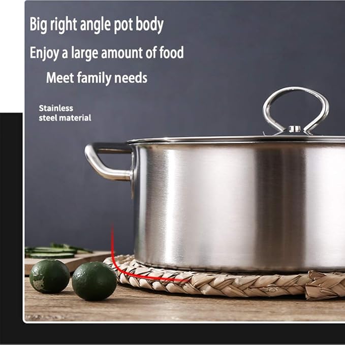 Cookware Set4-Piece Stainless Steel Pot &amp Pan SetsInduction Safe Saucepan Casserole Casserole Pan with Glass LidSuitable for Gas Induction Cooker Cookware