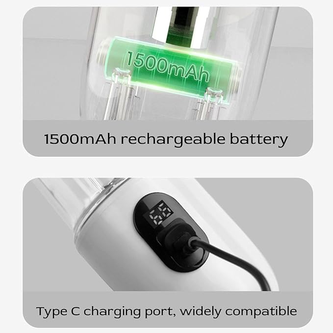Pssopp Portable Cordless Juicer Cup High Speed and Efficient Mixing Digital Display USB Rechargeable Electric Blender with Lid for Travel