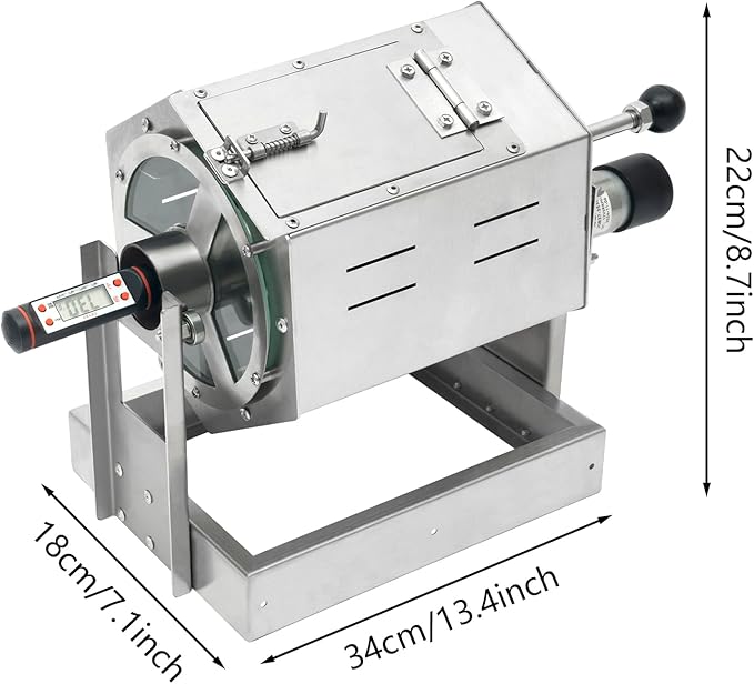 Coffee Bean RoasterStainless Steel Coffee Bean BakerGas Burner Drum Type Roasting Machine With 5-59rpm Adjustable Speed And 300-1200 G/0.66-2.65 Lb For Home And Commercial Use (Silver)